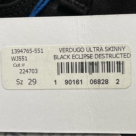 Paige Verdugo Ultra Skinny Black Eclipse Destructed Jeans Size 29 - Picture 10 of 12